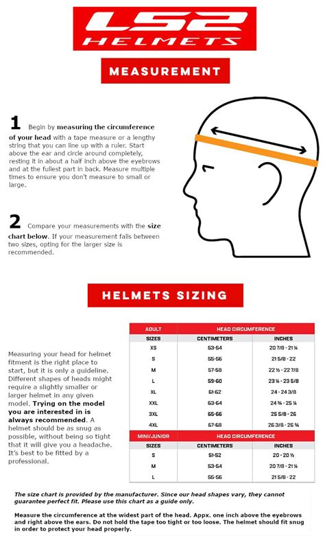 Ls2 Helmet Size Chart