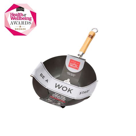 School of Wok 10.5"/27cm Pre-Seasoned Carbon Steel Wok - Dexam