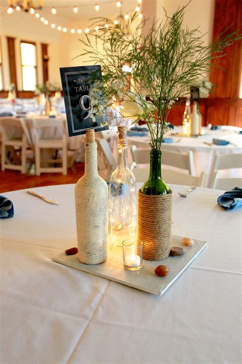 Wedding Table Wine Bottle Trio with LED Cork String Lights | Wedding ...