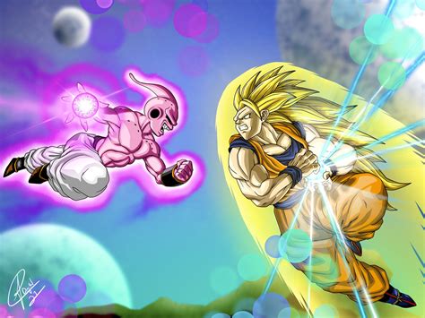 Kid Buu VS SSJ3 Goku by AQDigital on DeviantArt