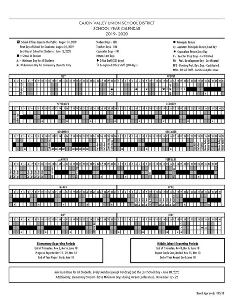 El Cajon School District Holiday Schedule | Calendario