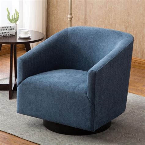 Geneva Cadet Blue Fabric Wood Base Swivel Accent Chair | Homesquare