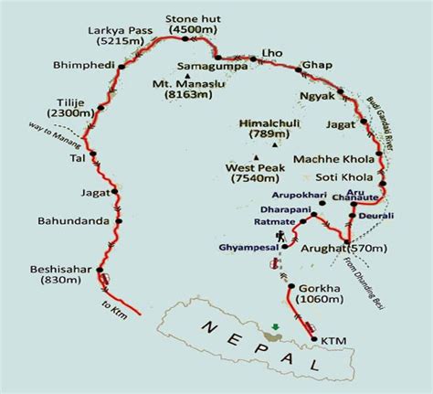 Manaslu trek map