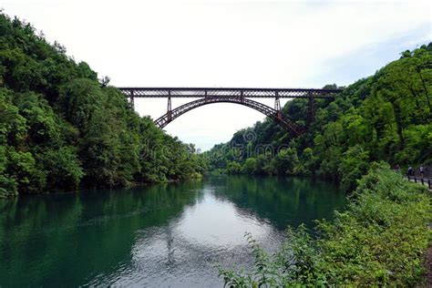 Italy, Lombardy, Along The Adda River, The Bridge Of Paderno D`Adda ...