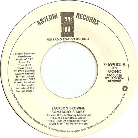 Jackson Browne – Somebody's Baby (1982, Vinyl) - Discogs