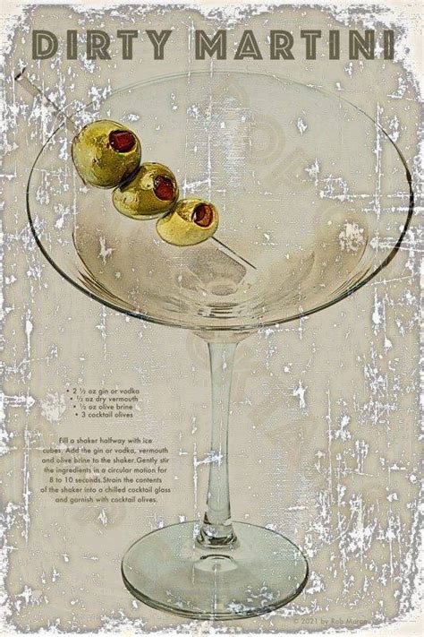 Vintage Dirty Martini Cocktail Poster Wall Art, Home Decor, Drink Print – Poster | Canvas Wall ...