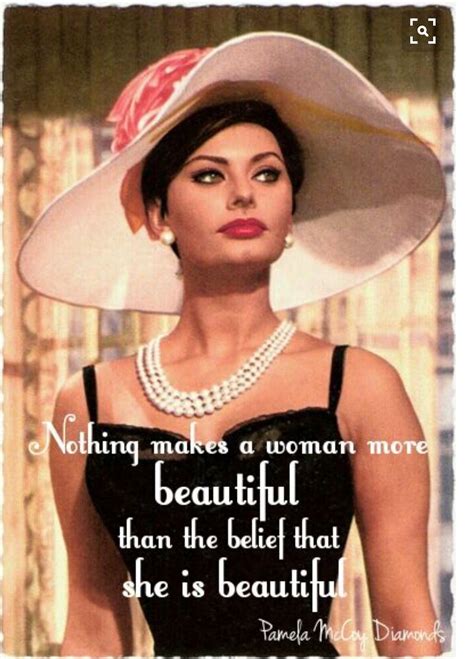 a woman wearing a white hat and pearls on her head with the quote nothing makes a woman more ...