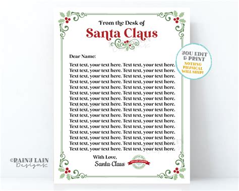 Editable Letter from Santa Letter Nice List Letter Christmas Printable ...