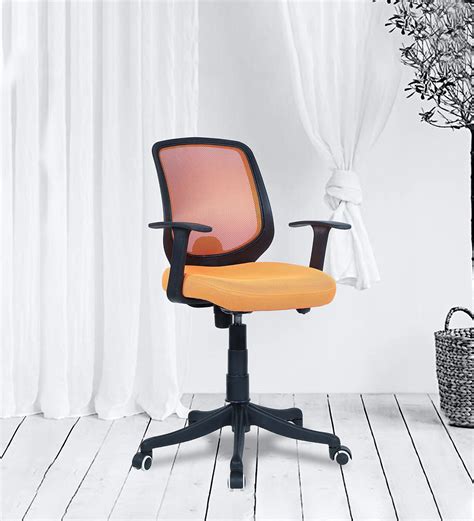 Buy Xena Mid Back Ergonomic Chair In Orange Colour at 55% OFF by Furniturstation | Pepperfry