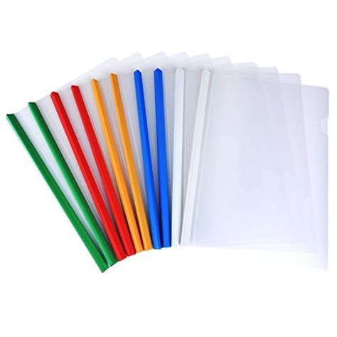 Buy Wenmeili 10 Pieces Transparent File Folder Sliding Bar Report Covers for A4 Report Display ...