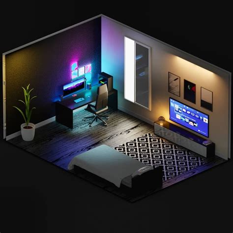 Amr Ṭaha’s Instagram post: “Another simple isometric 3D design for gaming office bedroom ...