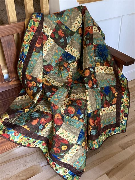 Handmade Quilt Throw Quilt Lap Quilt Fall Floral | Etsy | Handmade ...