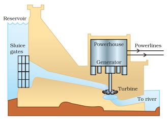 Explain the working of a hydroelectric power plant with schematic ...