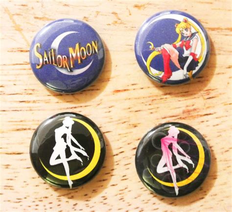 Sailor Moon 1″ Buttons Pins set of 4 Bishoujo Senshi Anime Usagi Kirino ...