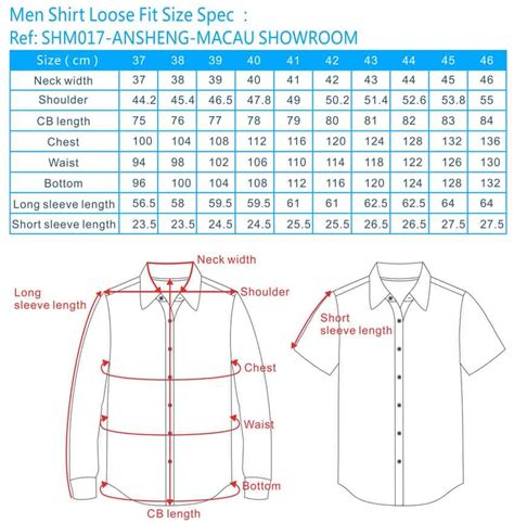 shirt size chart, shirt size chart slim fit, shirt size conversion ...