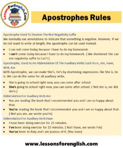 Apostrophes Rules and Examples in English - Lessons For English