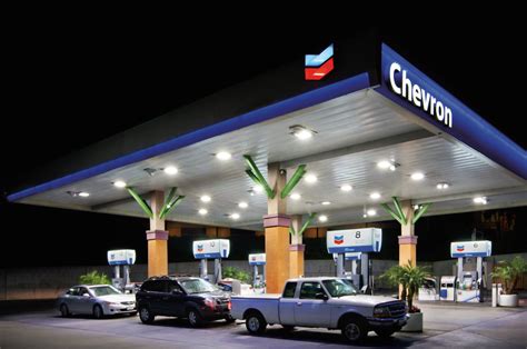 Chevron gas station at Monarch Bay Plaza shopping center in Dana Point, CA.