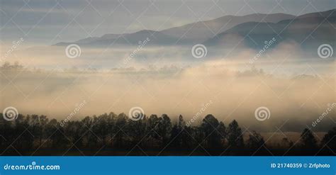 Foggy Mountain Views at Sunrise Stock Image - Image of reserve, cove: 21740359