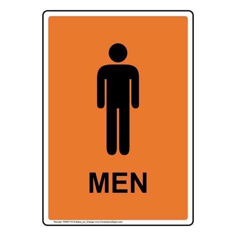 Black-On-Orange Men Restroom Sign - 6 Vertical Sizes - US Made