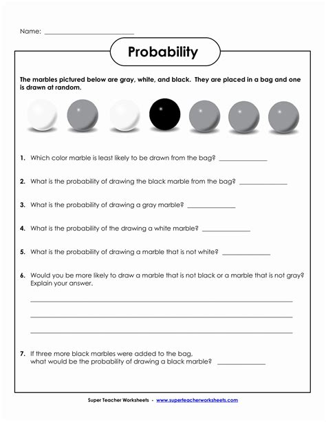 Free Probability Worksheets Printable