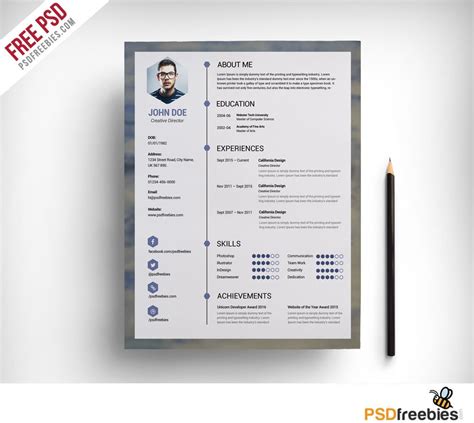 Free Clean Resume PSD Template | Cv template, Resume cv and Psd templates