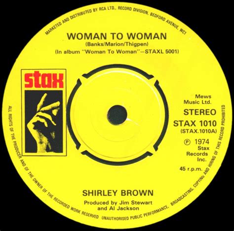 the label for sheryly brown's woman to woman album, which is in yellow