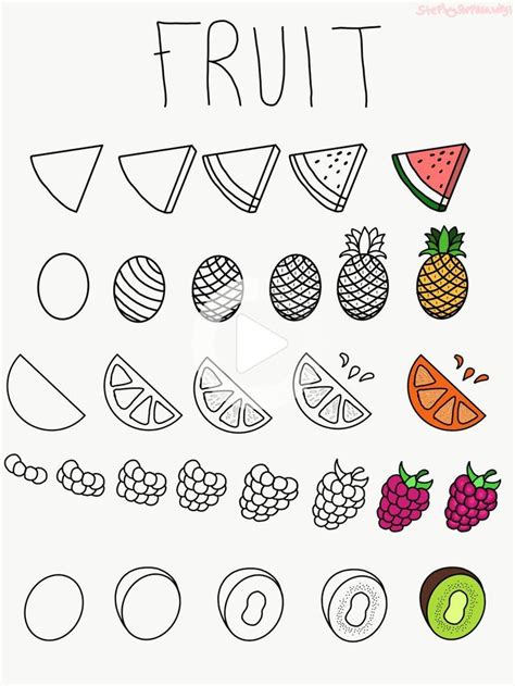 How to draw fruit step by step instructions | Bullet journal doodles, Easy doodles drawings ...