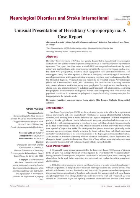 (PDF) Unusual Presentation of Hereditary Coproporphyria: A Case Report.