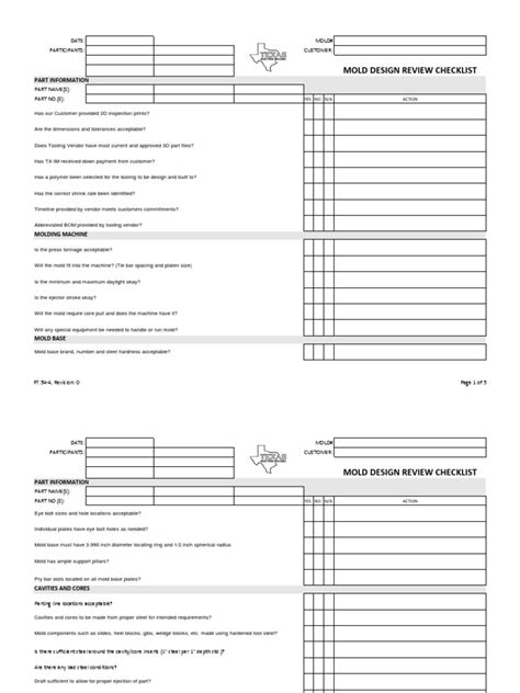 Mold Design Review Checklist | PDF | Manufactured Goods | Industrial Processes