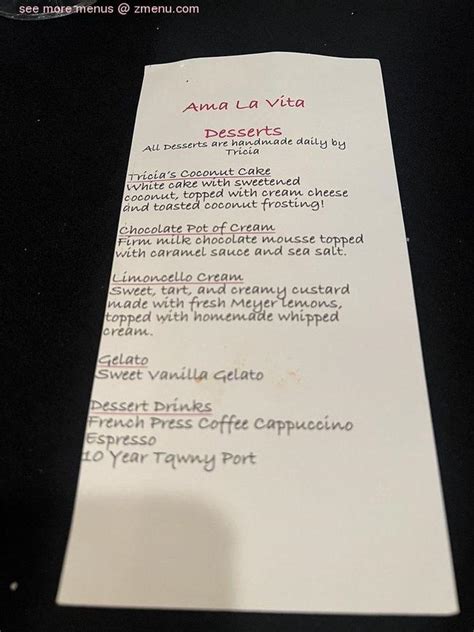 Online Menu of Ama La Vita Restaurant, Sarasota, Florida, 34236 - Zmenu