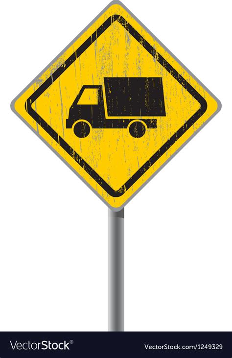 Old road sign with a truck Royalty Free Vector Image