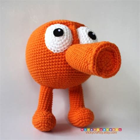 Handmade Crochet Qbert Qbert Plush Toy