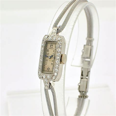 RARE Vintage Gruen Platinum Diamond Ladies Watch WL1820 | eBay ...