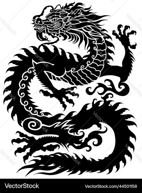 Chinese dragon silhouette side view tattoo Vector Image