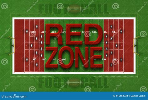 Top View of Football Field Showing Red Zones â€“ 3D Illustration Stock ...