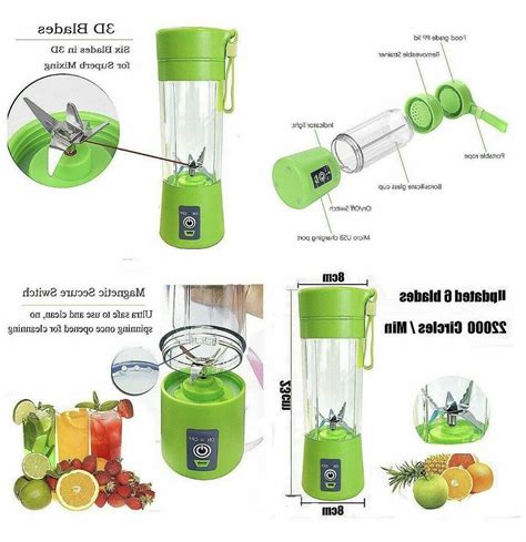 Portable juicer smoothie blender, rechargeable cordless USB charger