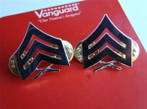 PAIR US USMC Marine Corps Sergeant Insignia Rank Badge Pin Silver Military Gift £8.47 - PicClick UK