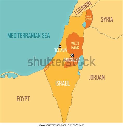 Vector Map Israel Including Egypt Syria Stock Vector (Royalty Free) 1346598536