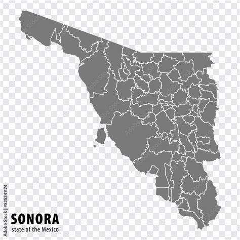 State Sonora of Mexico map on transparent background. Blank map of ...