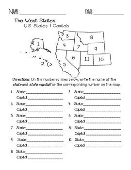 The West Region States and Capitals Quiz Pack by Faith and Fourth