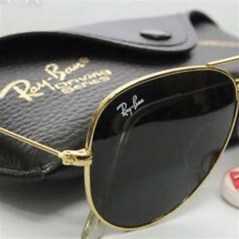 Sunglasses Ray ban Aviator RB3025 Gold Frame Black Lens | Etsy
