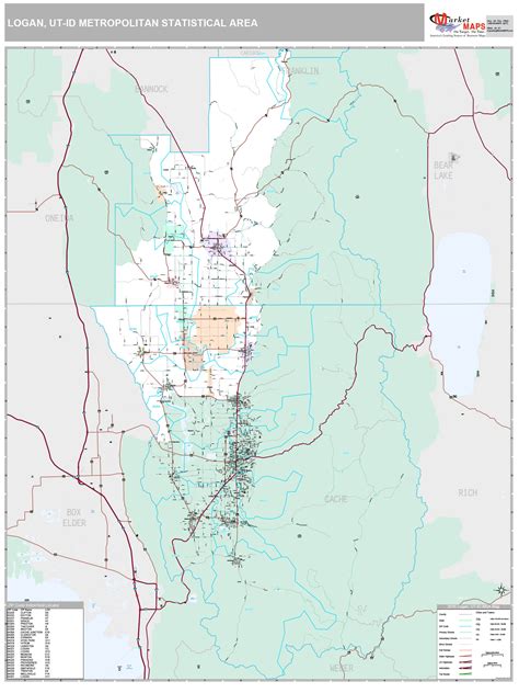 Logan, UT Metro Area Wall Map Premium Style by MarketMAPS - MapSales