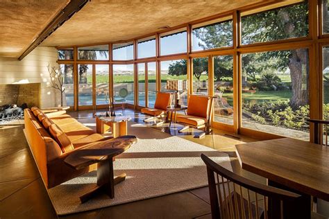 Randall Fawcett House (Interior) by Frank Lloyd Wright, Usonian Style, Los Banos, CA, designed ...