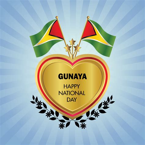 Guyana flag Independence Day with Gold Heart 21432543 Vector Art at ...