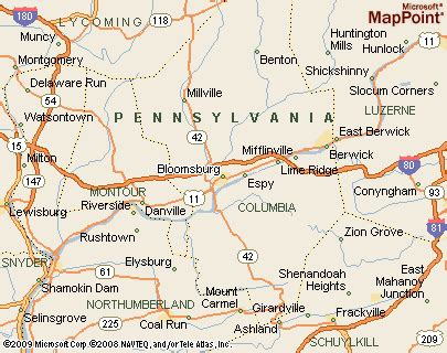 Where is Bloomsburg, Pennsylvania? see area map & more