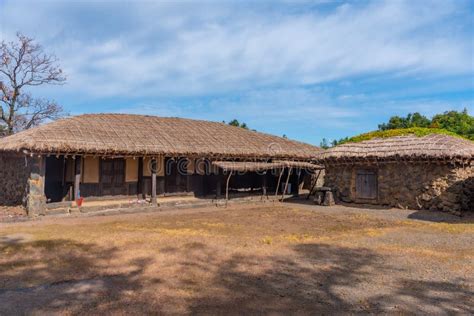 Traditional Houses at Seongeup Folk Village at Jeju Island, Republic of Korea Stock Image ...