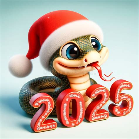 Snake in a Santa hat 2025 stock photo. Image of gift - 301959562