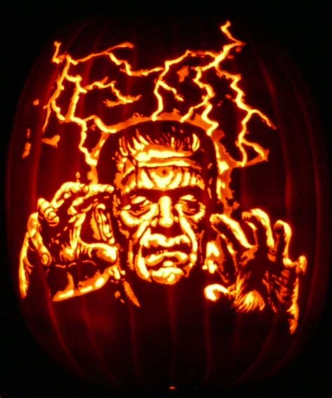 Here's a Frankenstein's Monster pattern by stoneykins.com that I carved on a foam pumpkin- 2015 ...