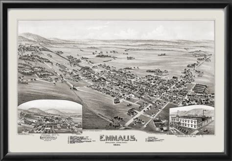 Emmaus PA 1893 Restored Map | Vintage City Maps