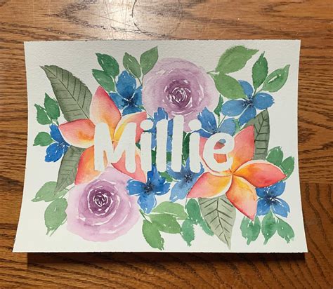 Custom Floral Watercolor Name Painting | Etsy